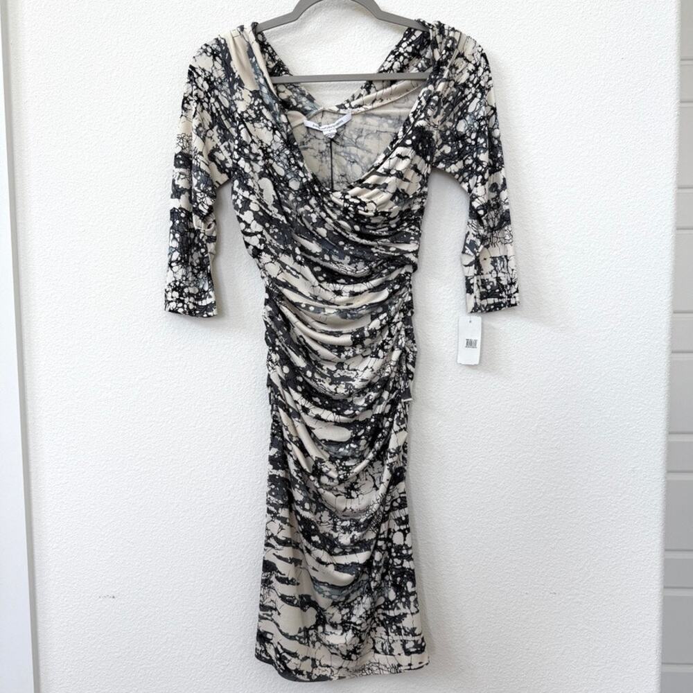 Diane von Furstenberg Bentley SJ Dress Tie Dye Ruched Midi Grunge Glam Sz 2 NWT